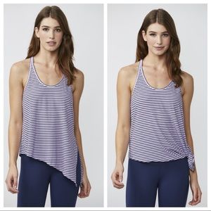 DYI Asymmetric Flow Tie Tank Lilac Navy Stripes